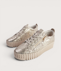 Bump Ivory Metallic Leather Sneakers