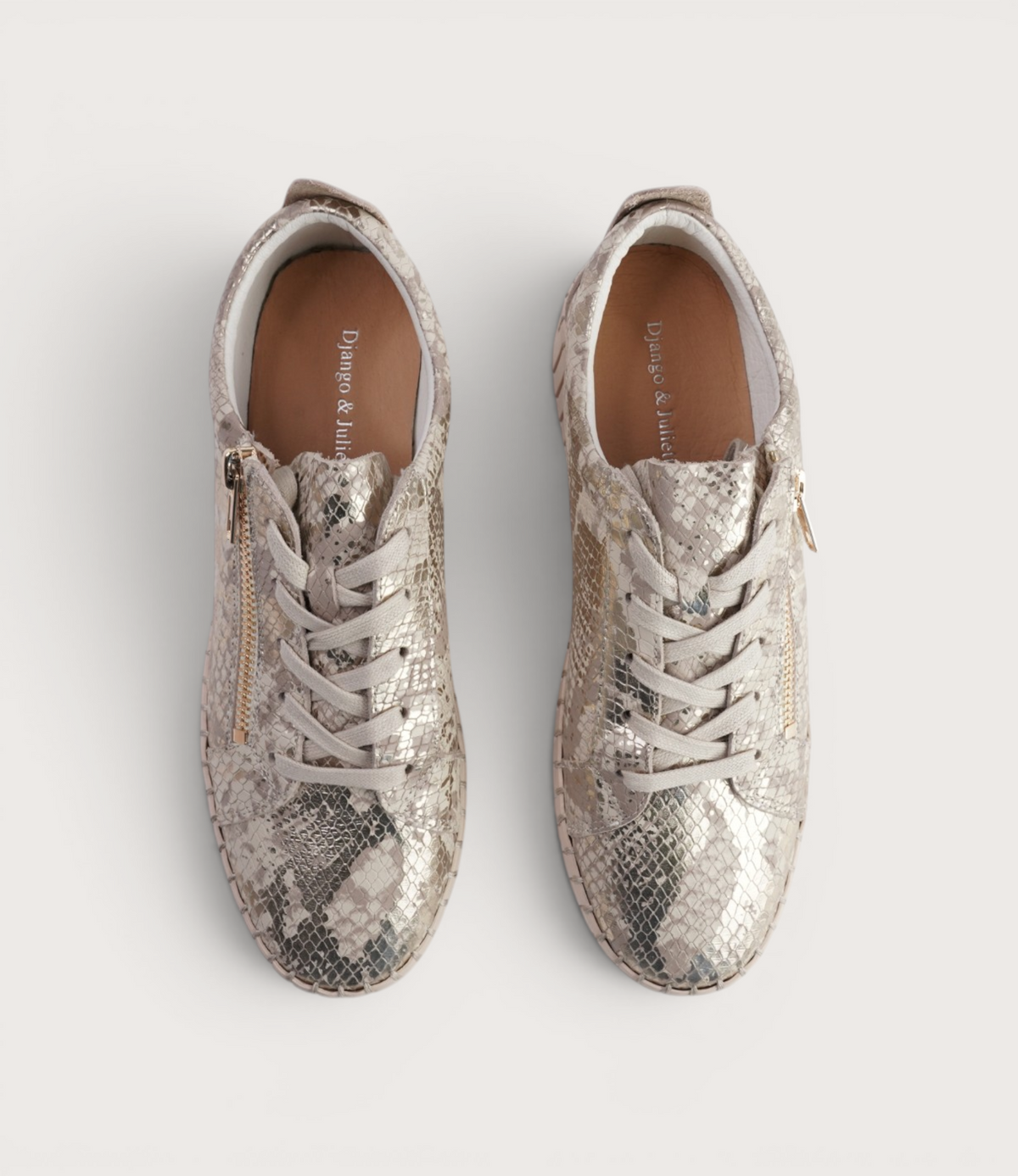 Bump Ivory Metallic Leather Sneakers