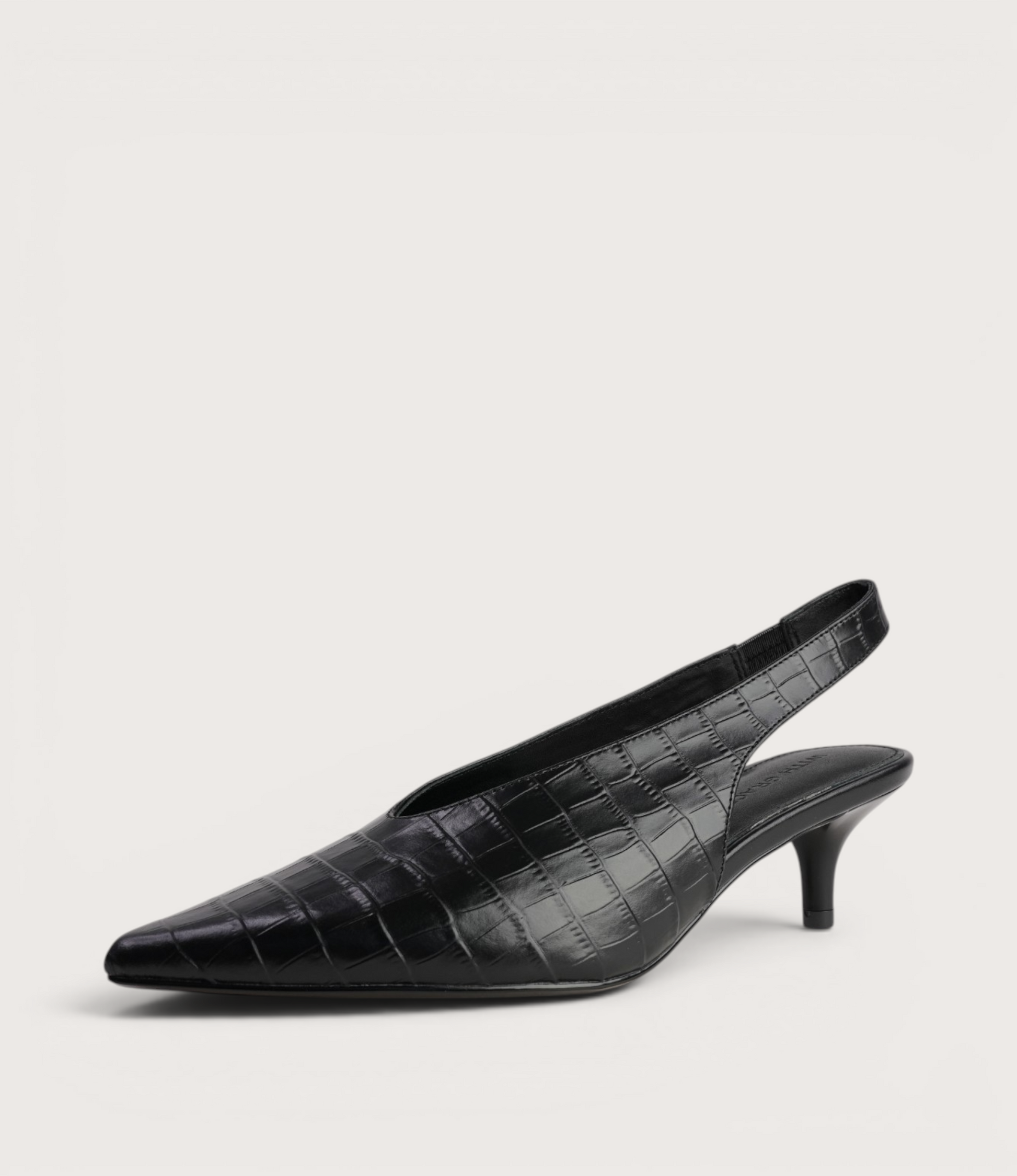 Hope Black Croc Leather Heels
