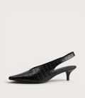 Hope Black Croc Leather Heels