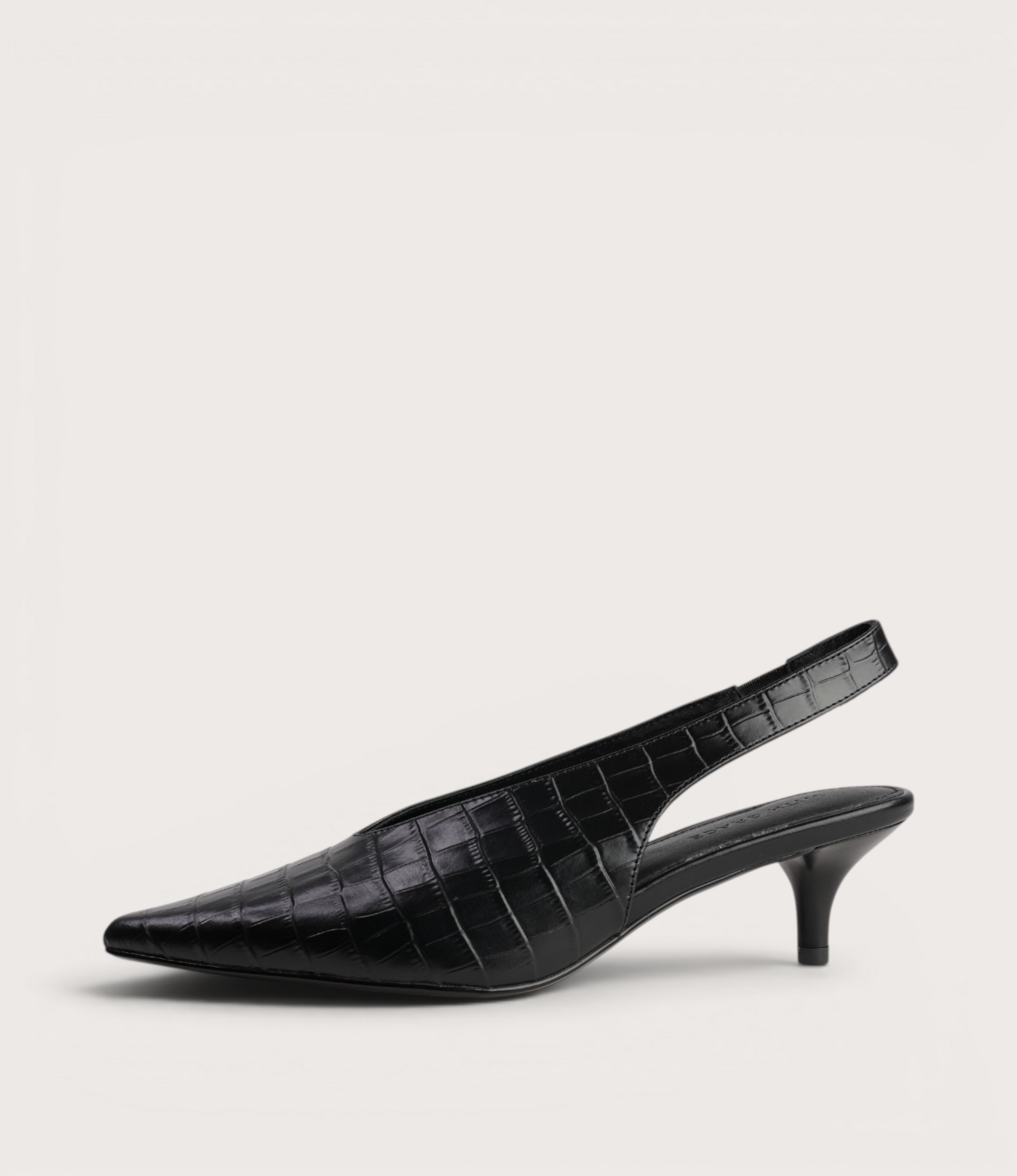 Hope Black Croc Leather Heels