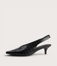 Hope Black Croc Leather Heels