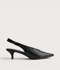 Hope Black Croc Leather Heels
