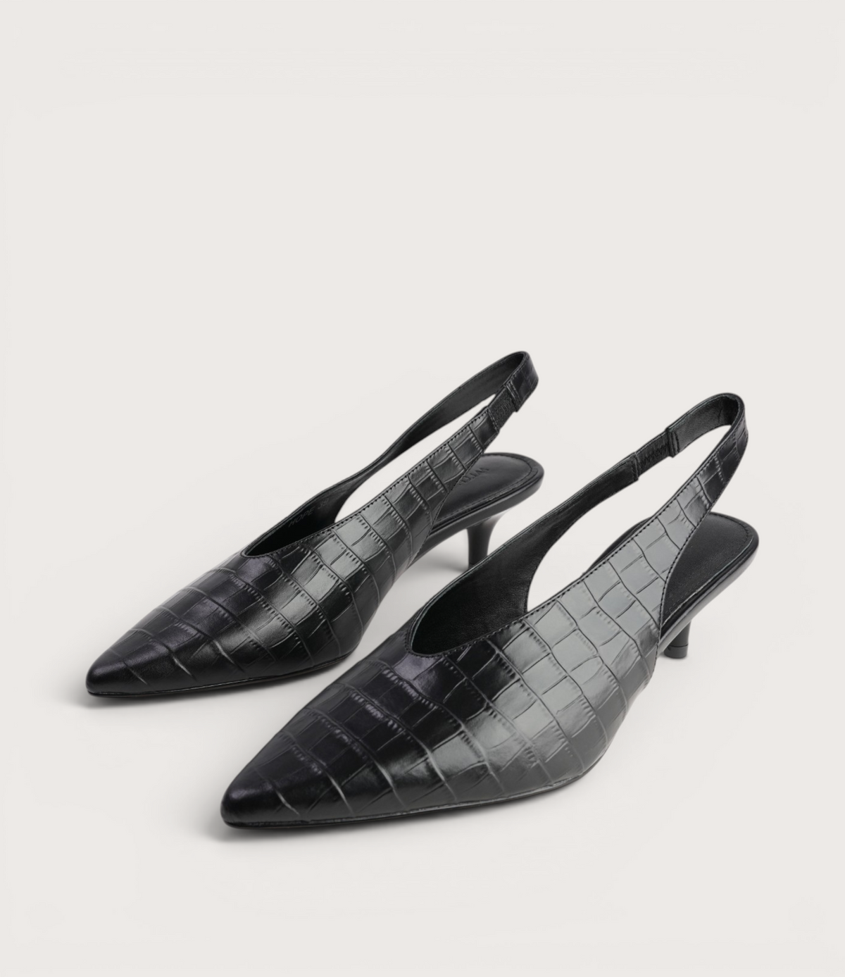 Hope Black Croc Leather Heels