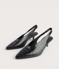 Hope Black Croc Leather Heels