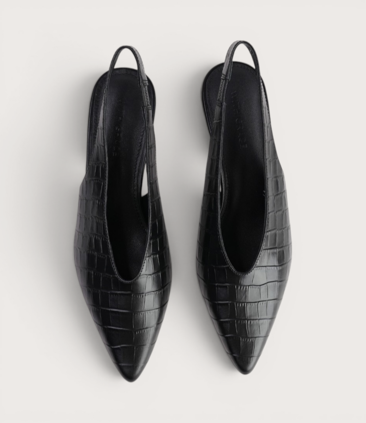 Hope Black Croc Leather Heels