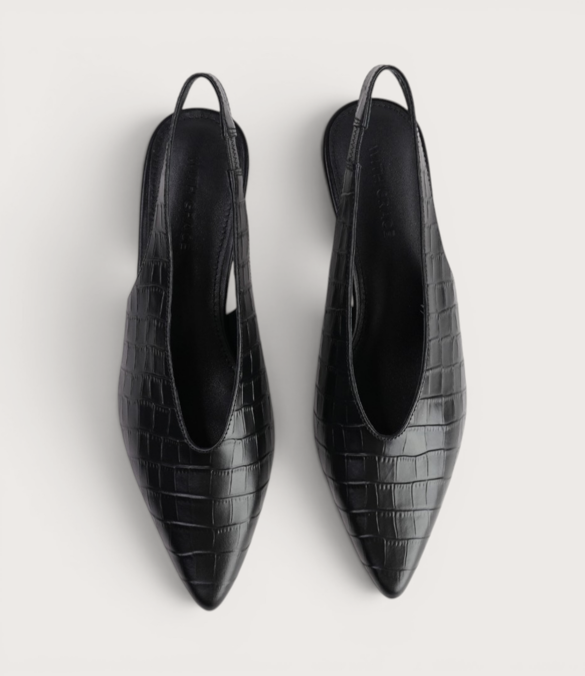 Hope Black Croc Leather Heels