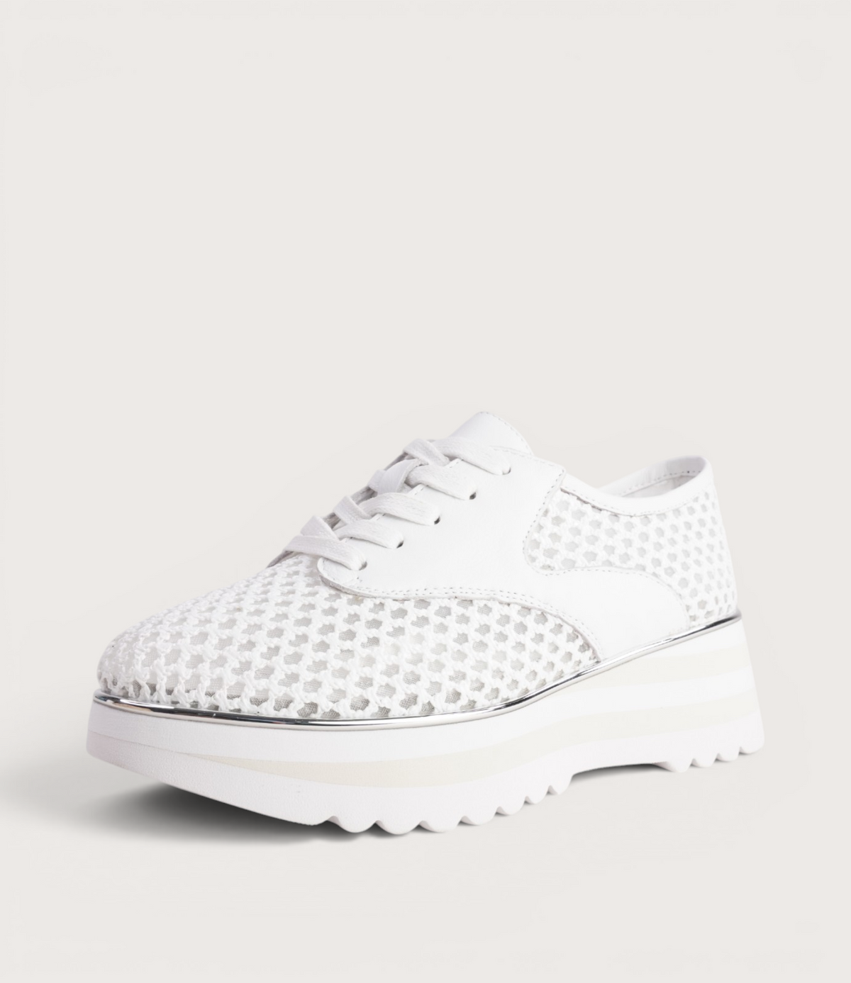 Endos White Raffia Sneakers