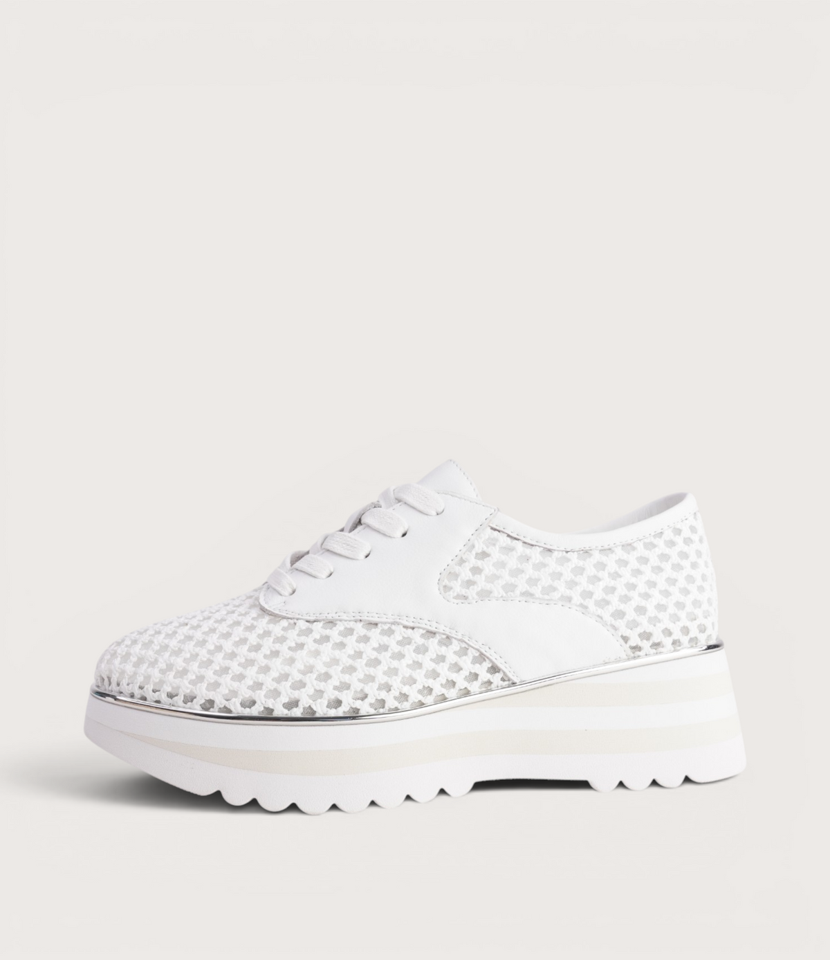 Endos White Raffia Sneakers