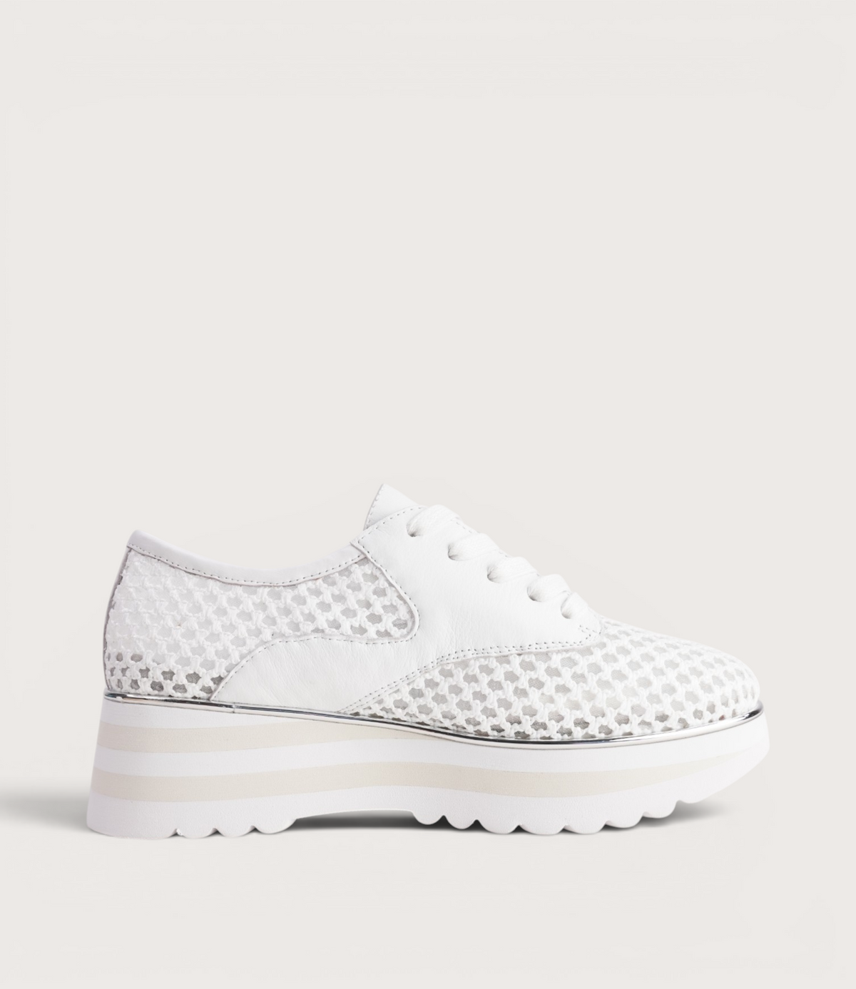Endos White Raffia Sneakers