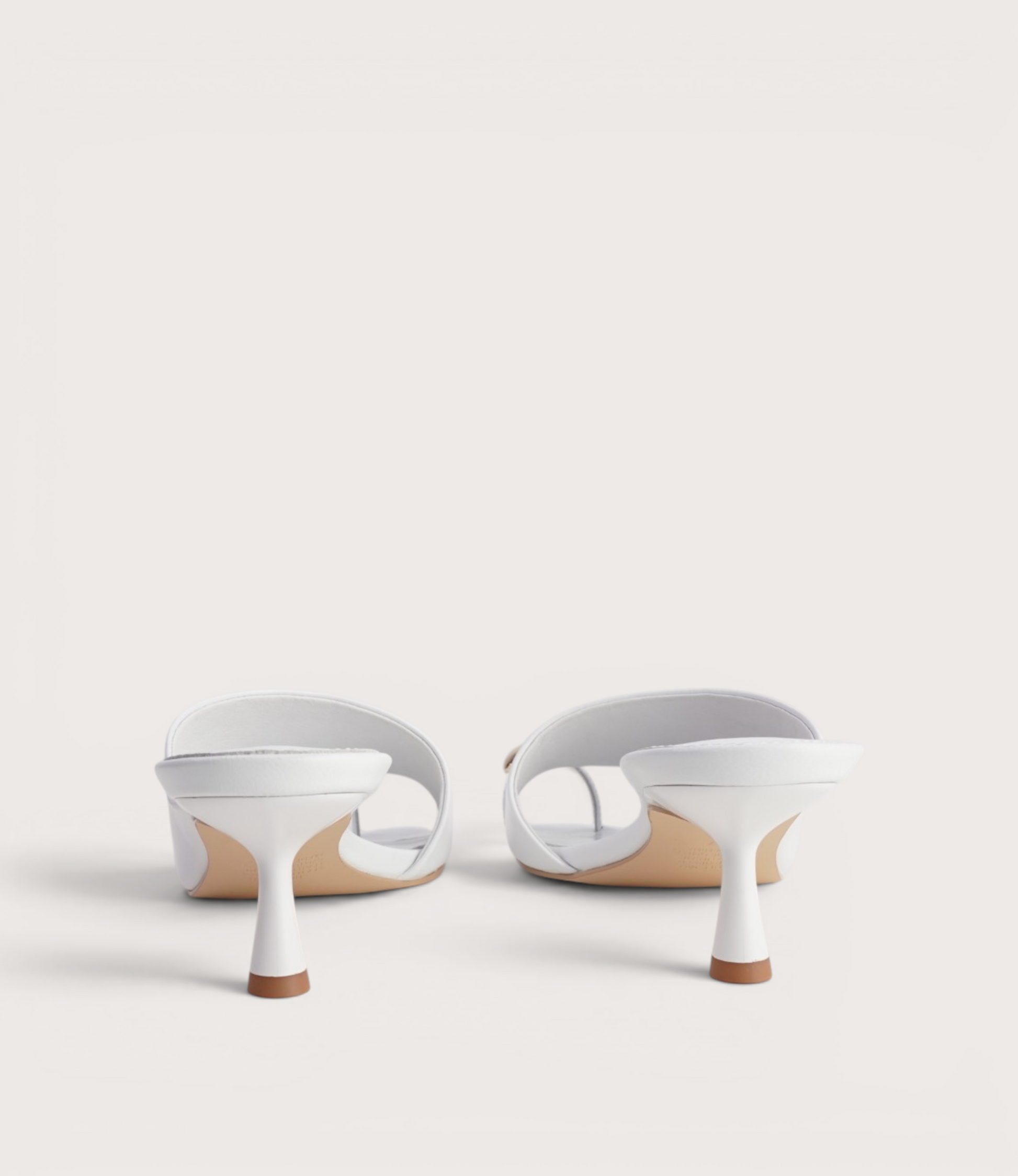 Tionee White Leather Heels