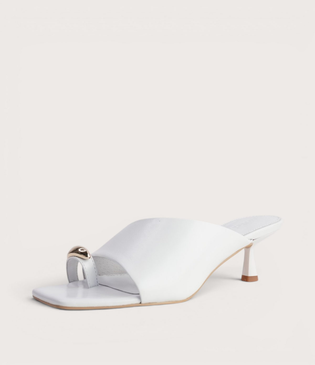 Tionee White Leather Heels