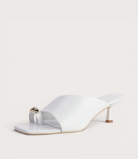 Tionee White Leather Heels