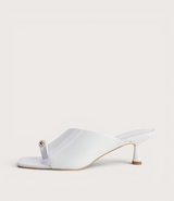Tionee White Leather Heels