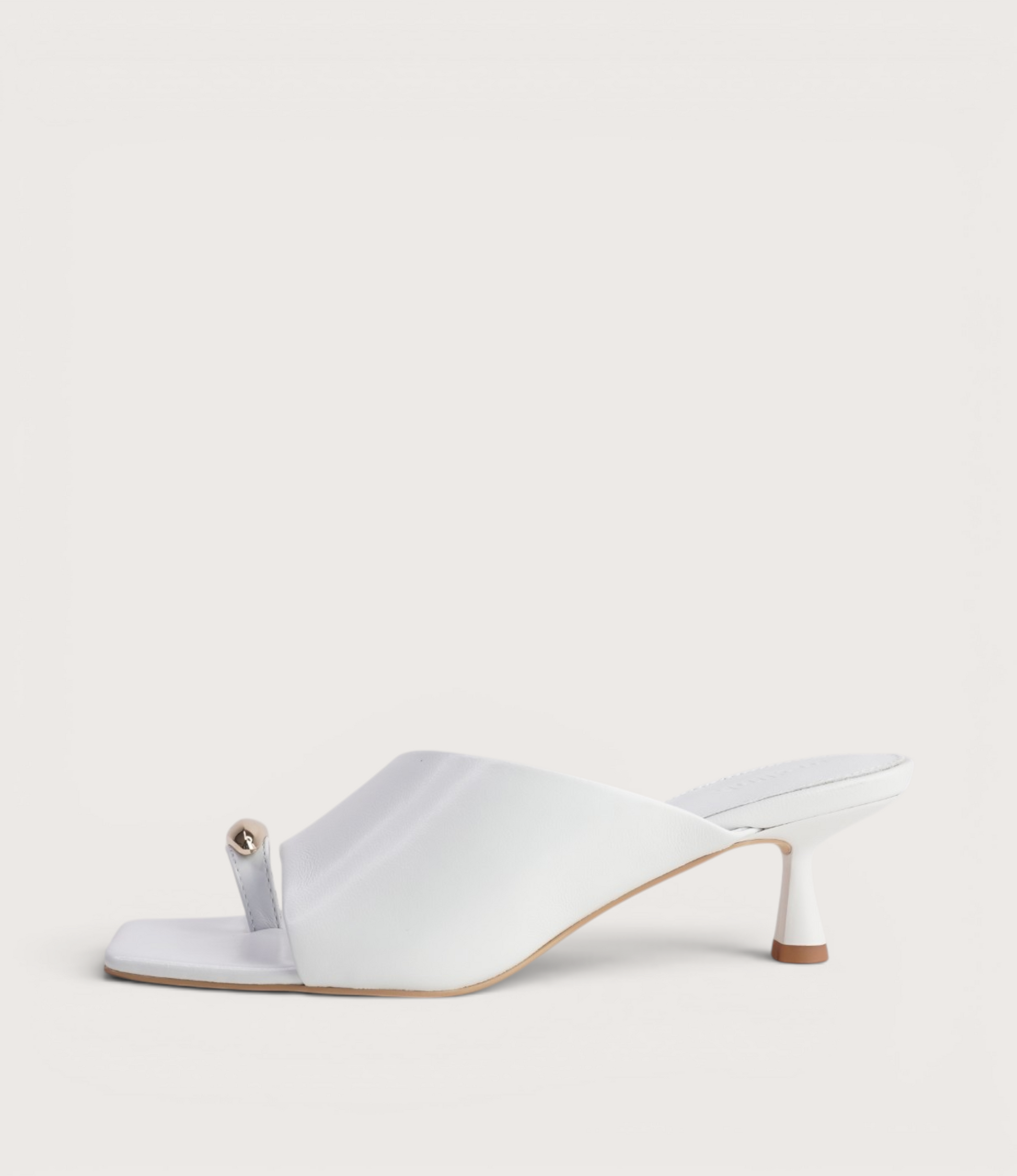 Tionee White Leather Heels