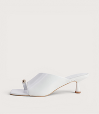 Tionee White Leather Heels