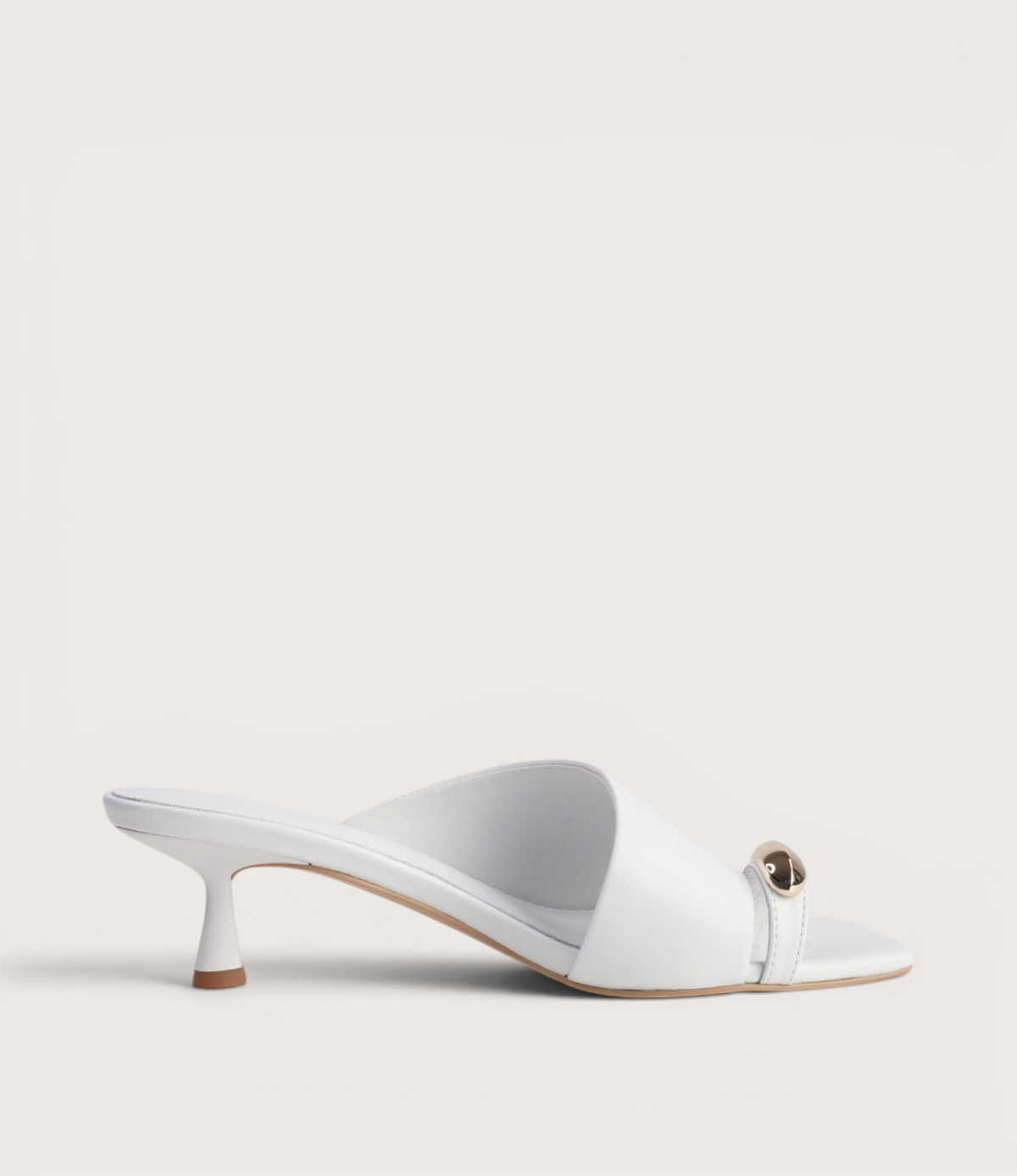 Tionee White Leather Heels