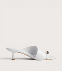 Tionee White Leather Heels
