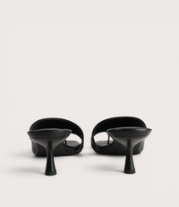 Tionee Black Leather Heels