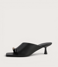 Tionee Black Leather Heels