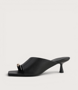 Tionee Black Leather Heels