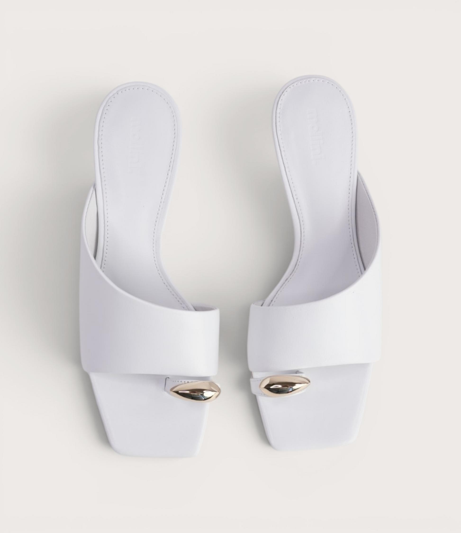 Tionee White Leather Heels