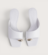 Tionee White Leather Heels