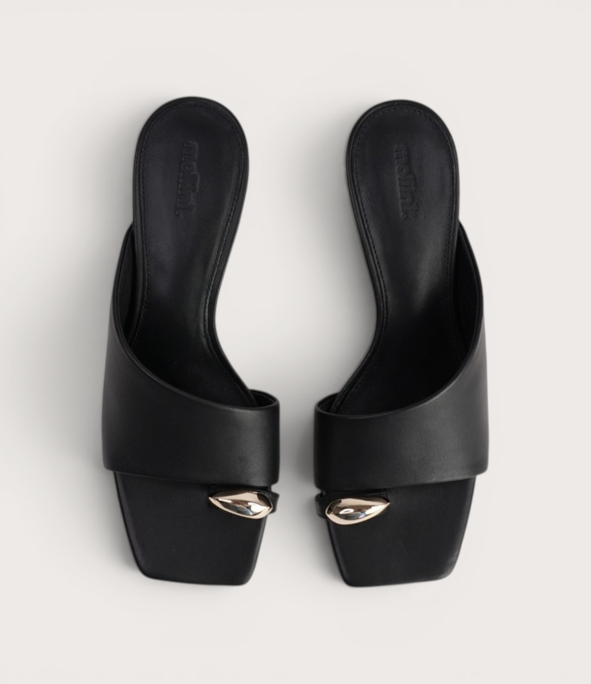 Tionee Black Leather Heels