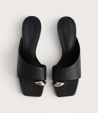 Tionee Black Leather Heels