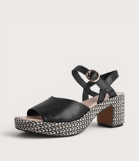 Busey Black/Black White Heels