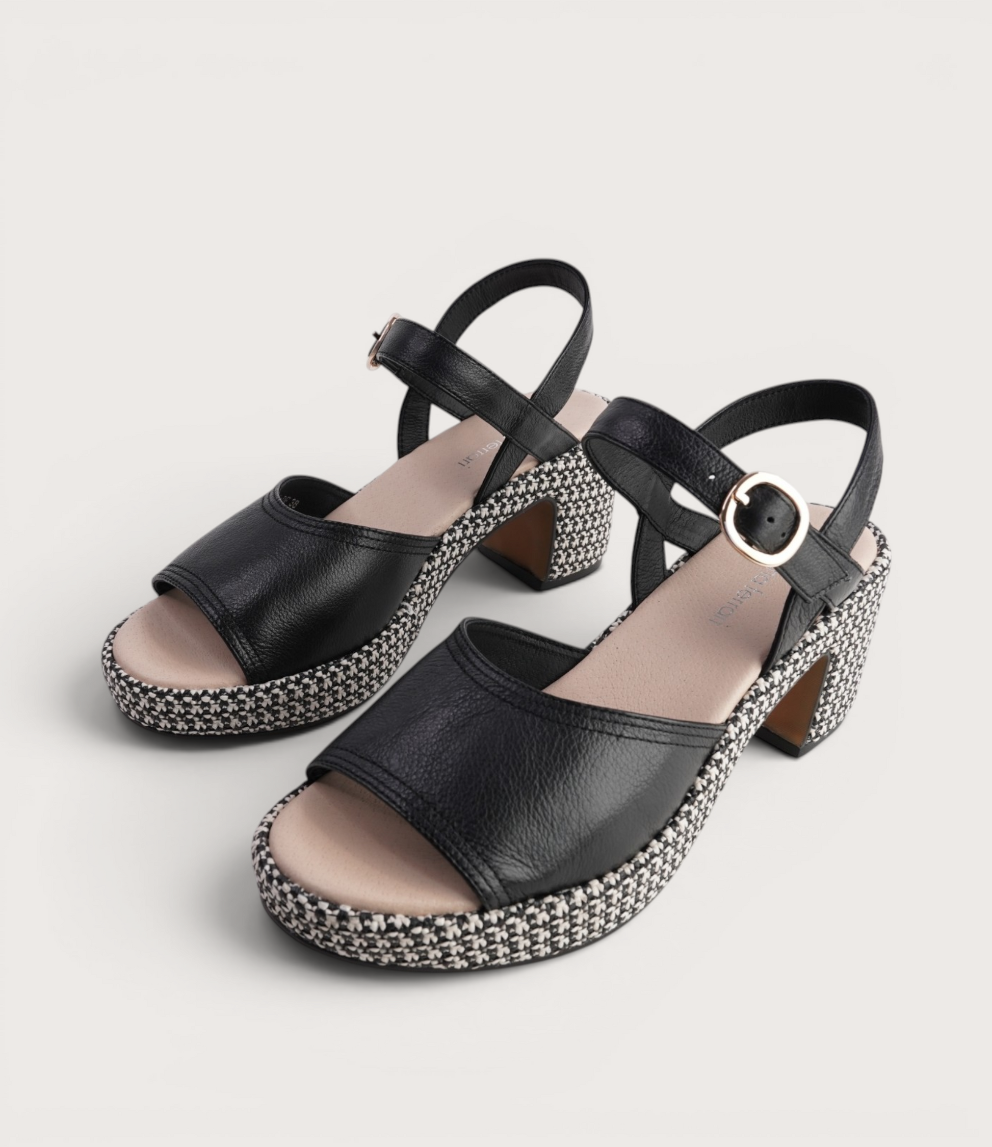 Busey Black/Black White Heels