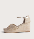 Cotton Latte Metallic Raffia Wedges