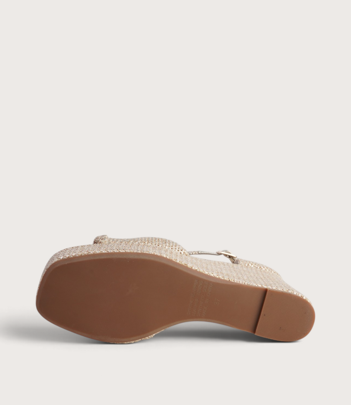Cotton Latte Metallic Raffia Wedges