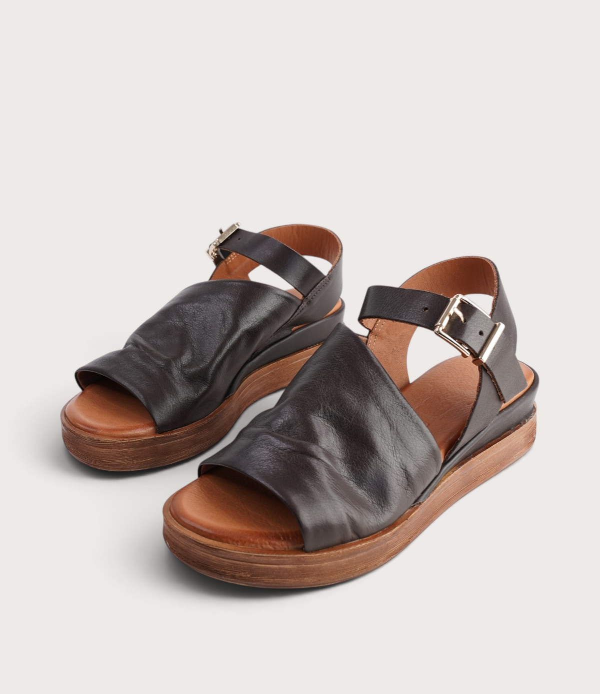 Positano Praline Leather Sandals