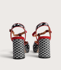 Sally Black Multi Leather Heels