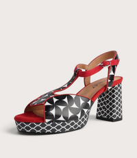 Sally Black Multi Leather Heels