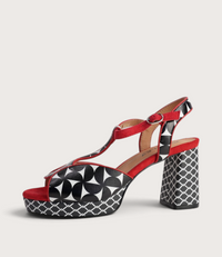 Sally Black Multi Leather Heels
