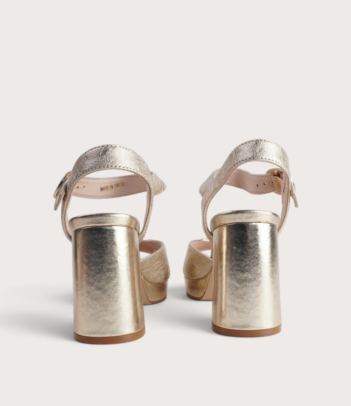 Smoothy Gold Leather Heels