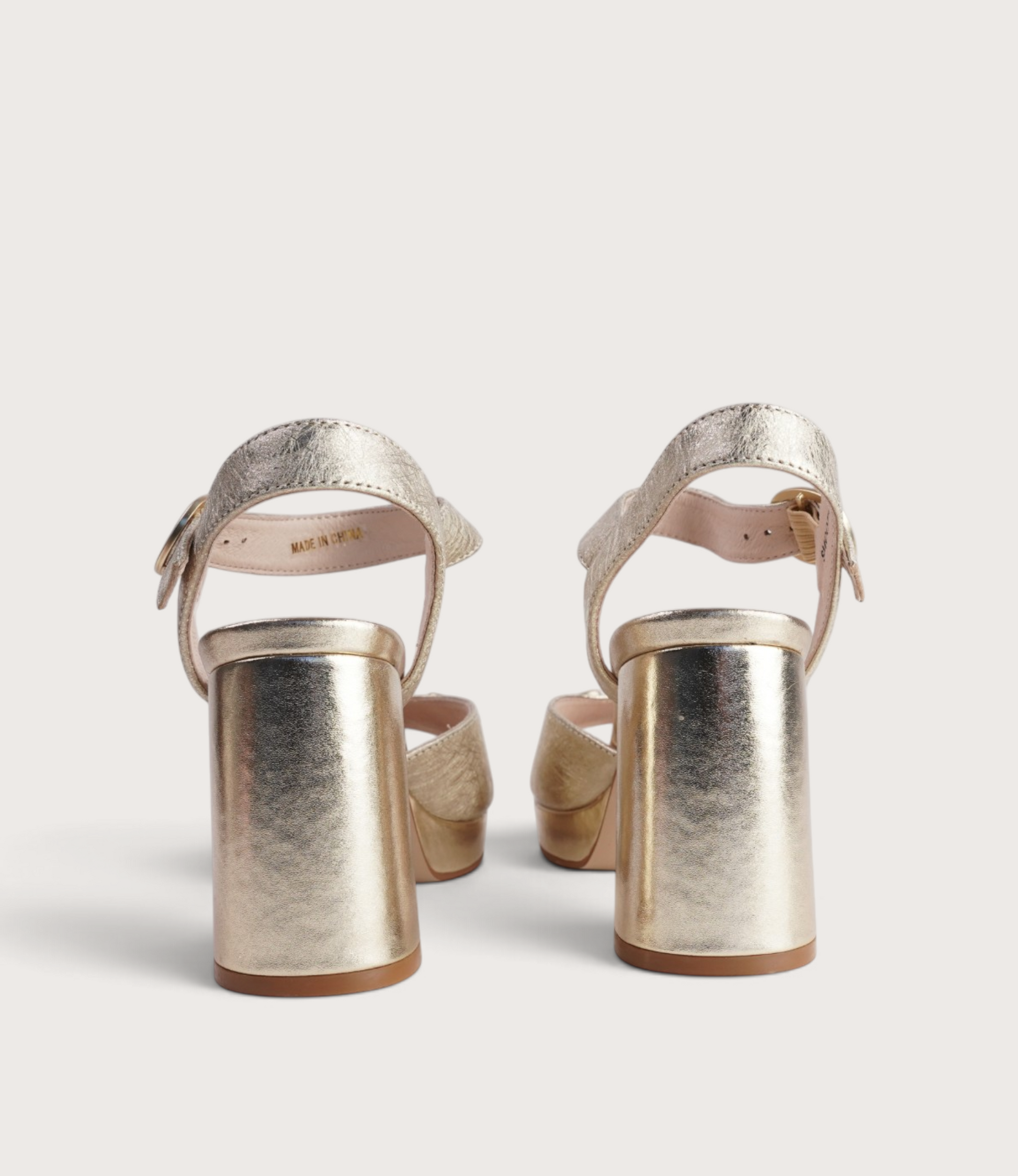 Smoothy Gold Leather Heels