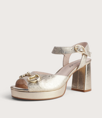 Smoothy Gold Leather Heels