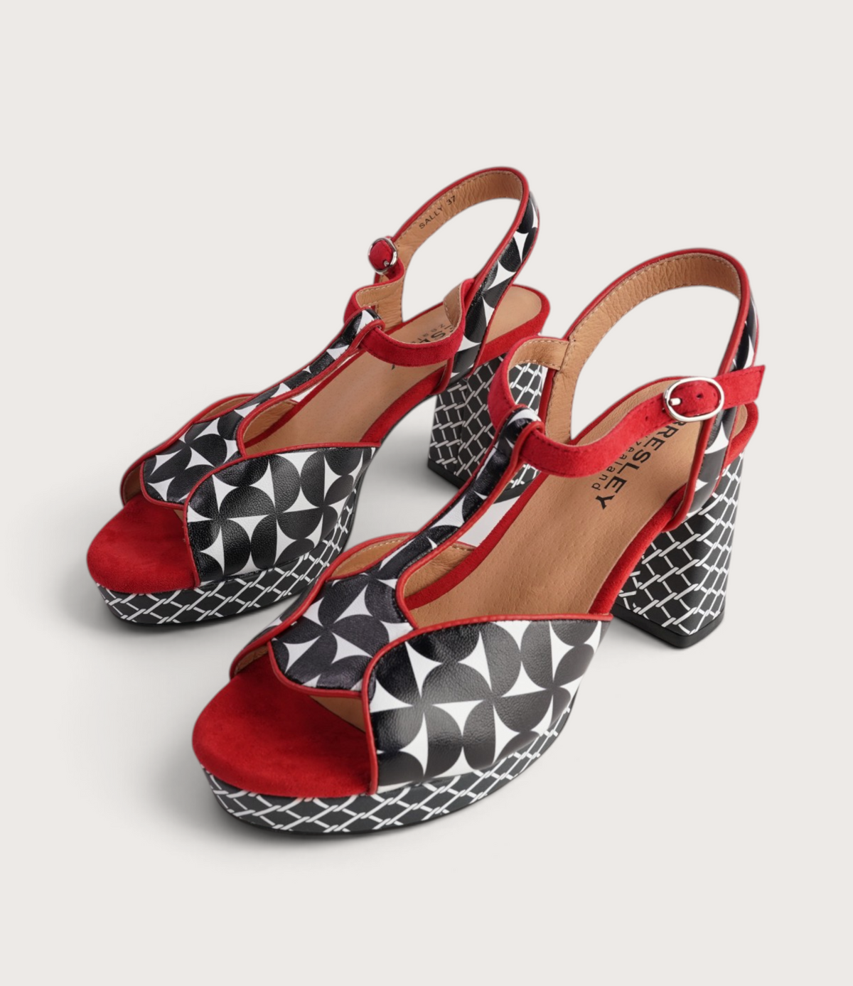 Sally Black Multi Leather Heels