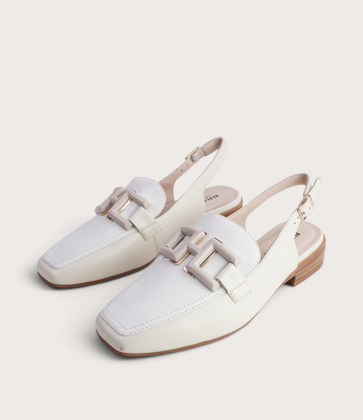 Shake Bone/White Leather Loafers
