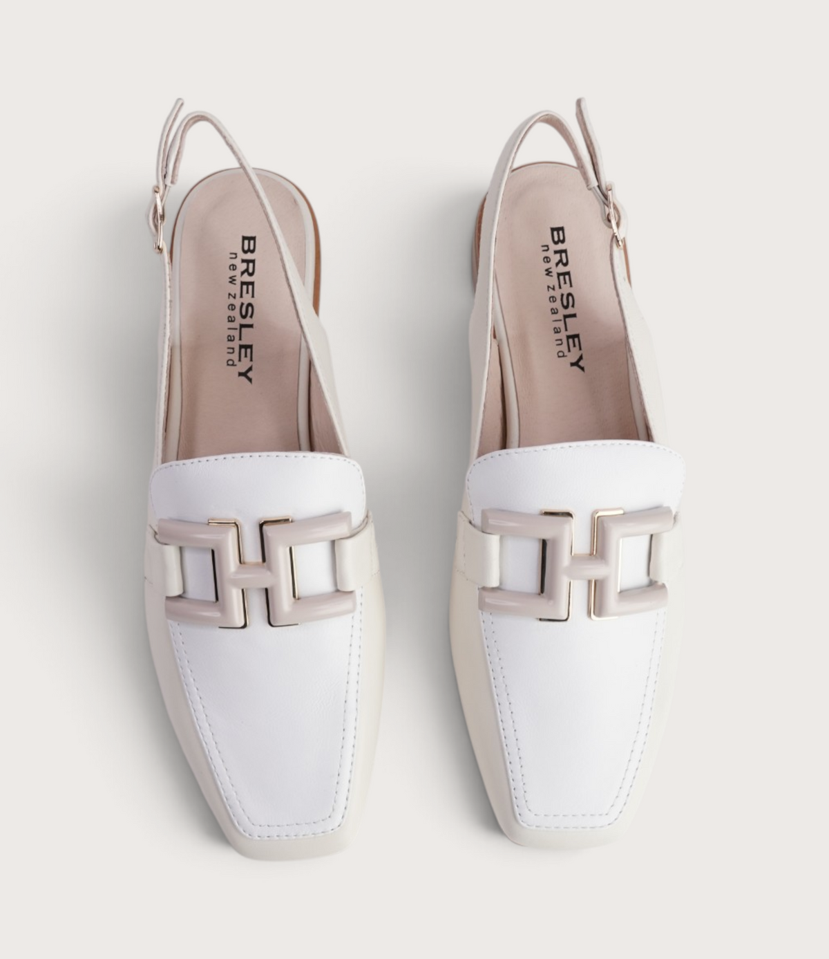 Shake Bone/White Leather Loafers