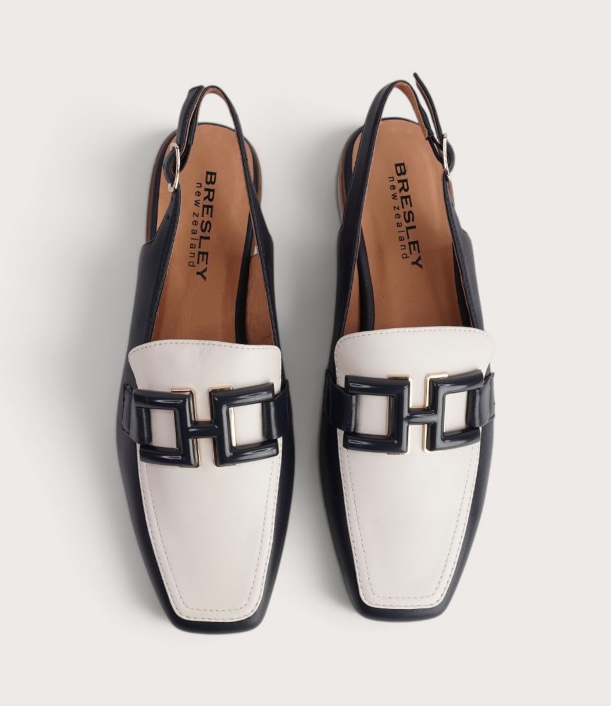 Shake Navy/Bone Leather Loafers