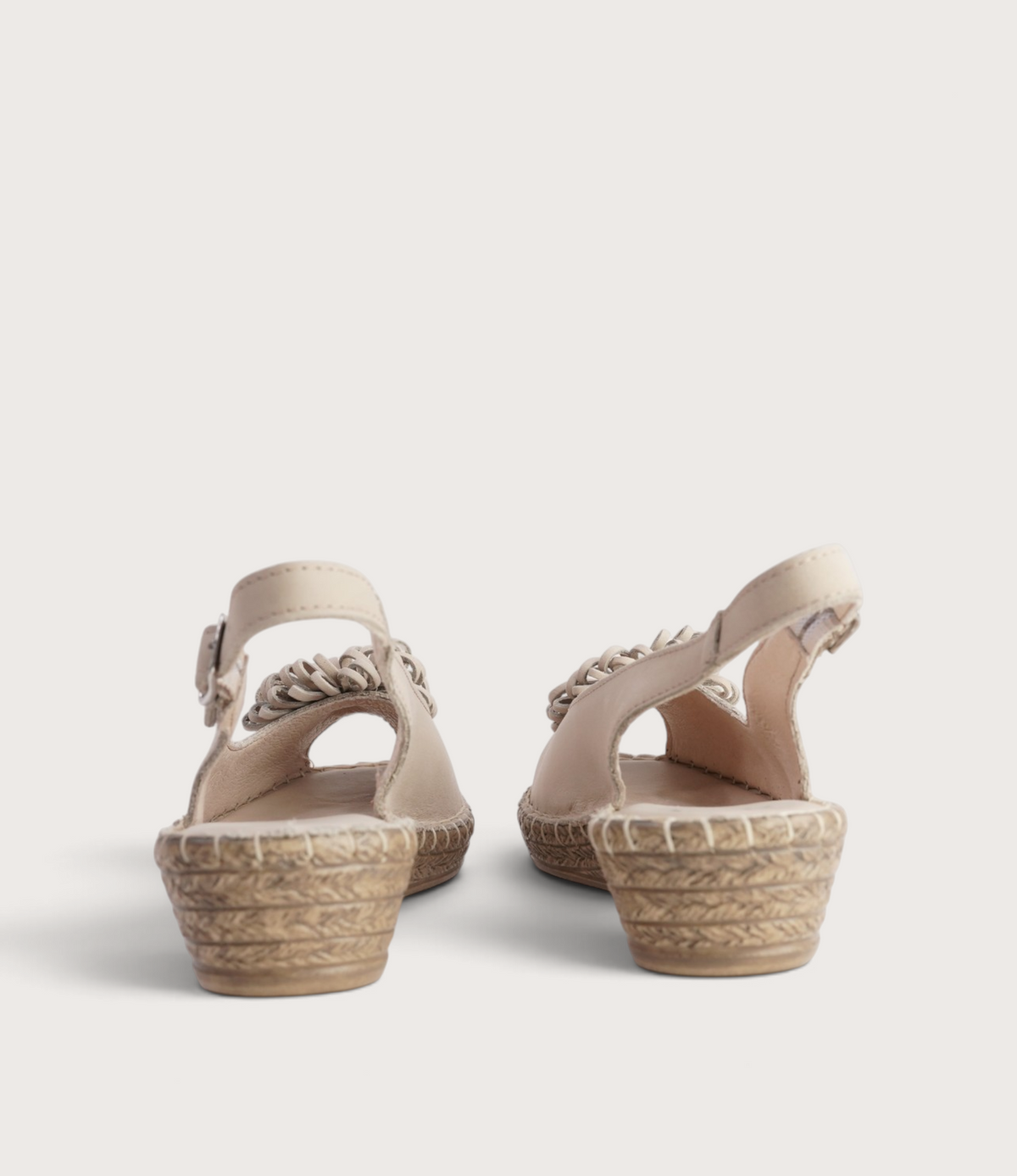 Erica Cappuccino Leather Espadrille Wedges