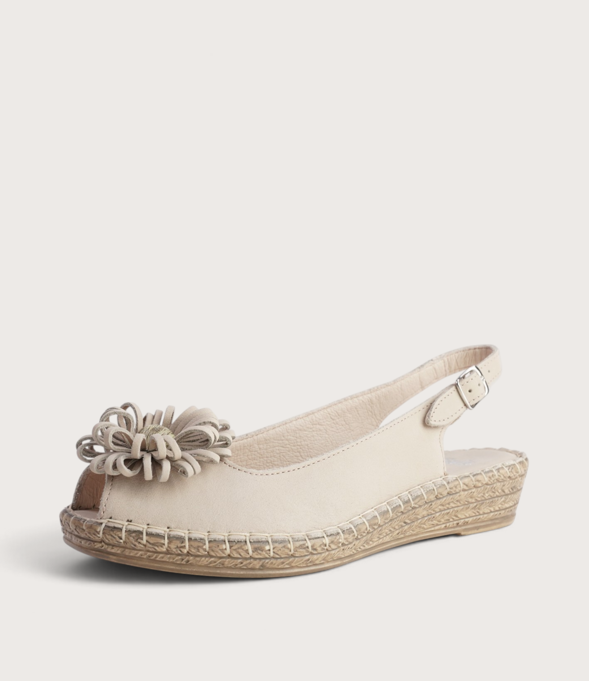 Erica Cappuccino Leather Espadrille Wedges