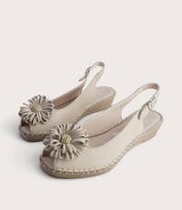 Erica Cappuccino Leather Espadrille Wedges