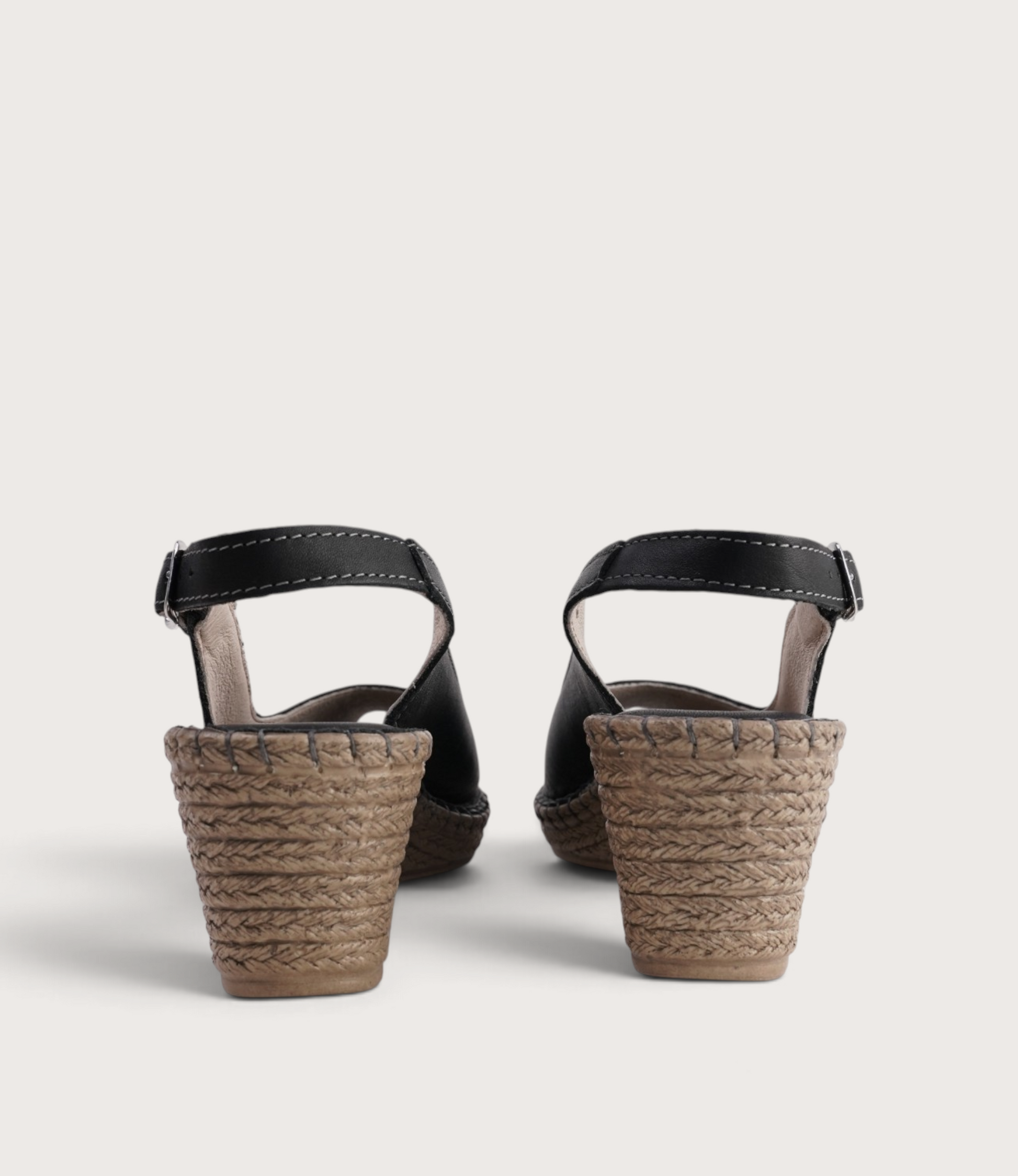 Verese Nero Leather Espadrille Wedges
