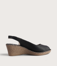 Verese Nero Leather Espadrille Wedges