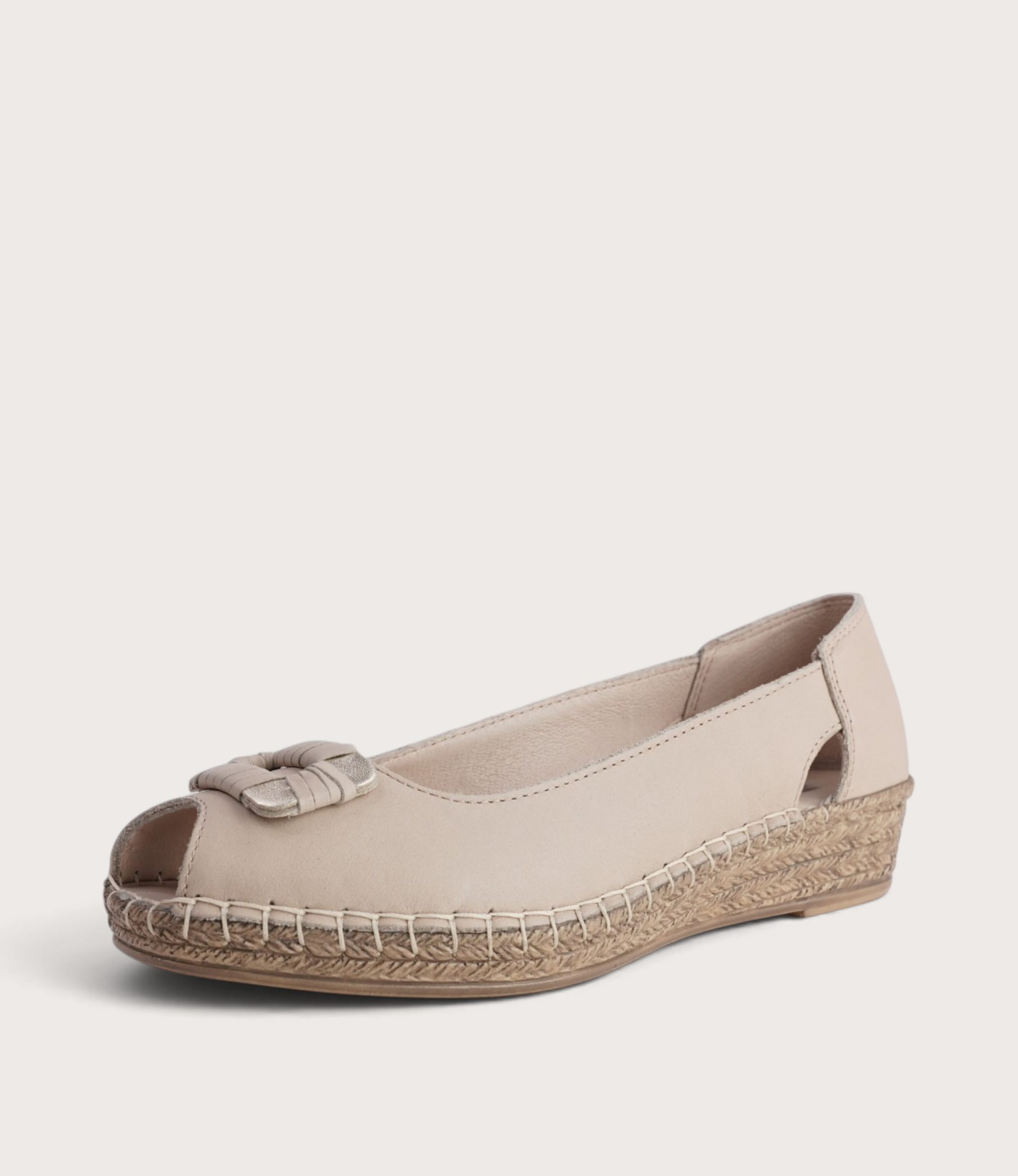 Erma Cappuccino Leather Espadrille Wedges